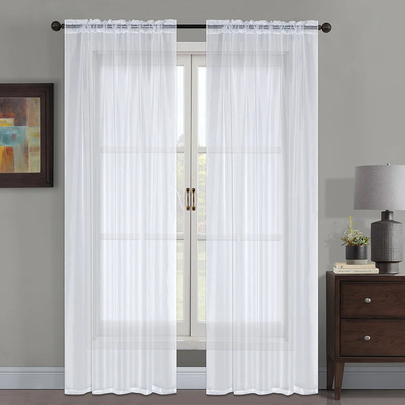 Sol White Sheer Set of 2 Curtain (54"x63")