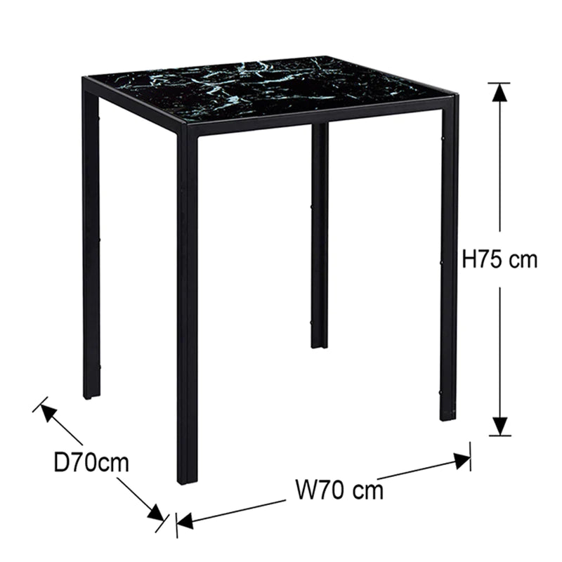 Onyx Dining Table 75x70cm (Black Marble)