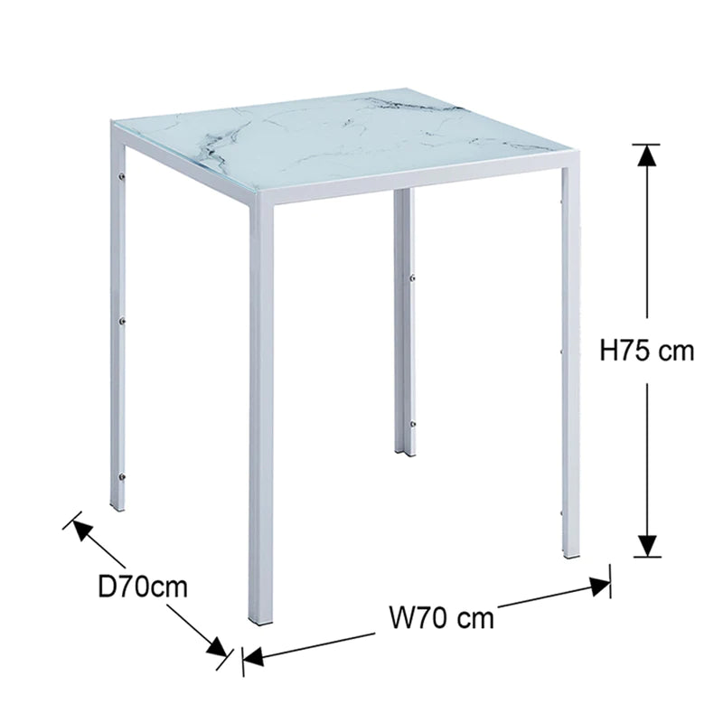 Onyx Dining Table 75x70cm (White Marble)