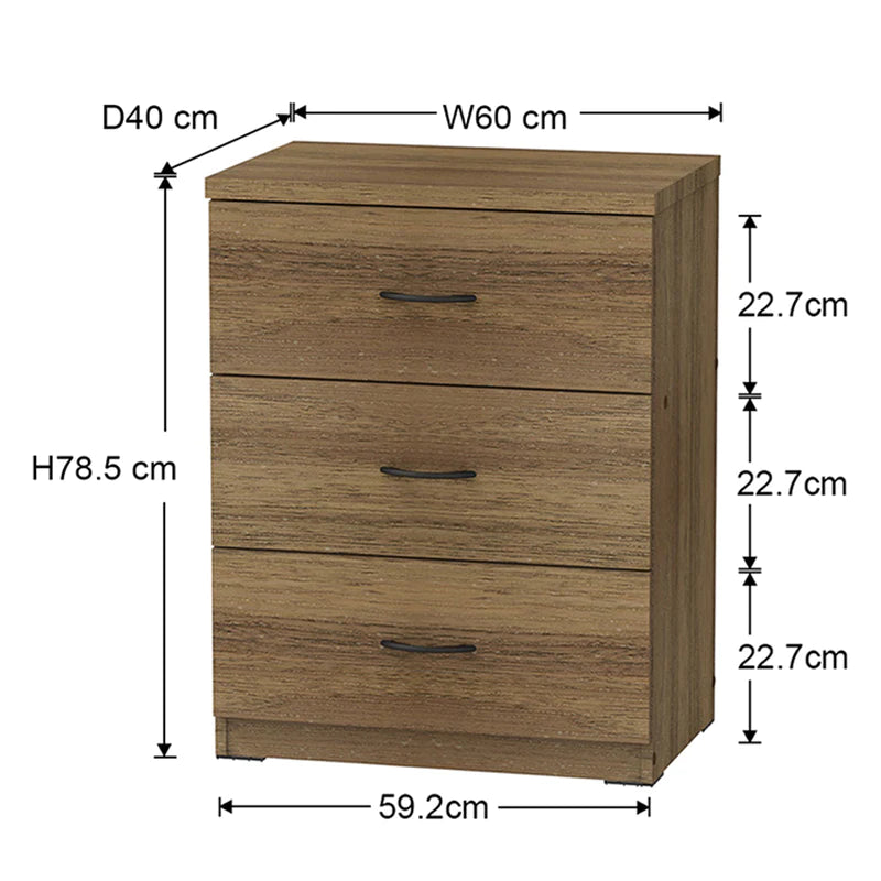 Selene Chest of 3 Drawer (Walnut)