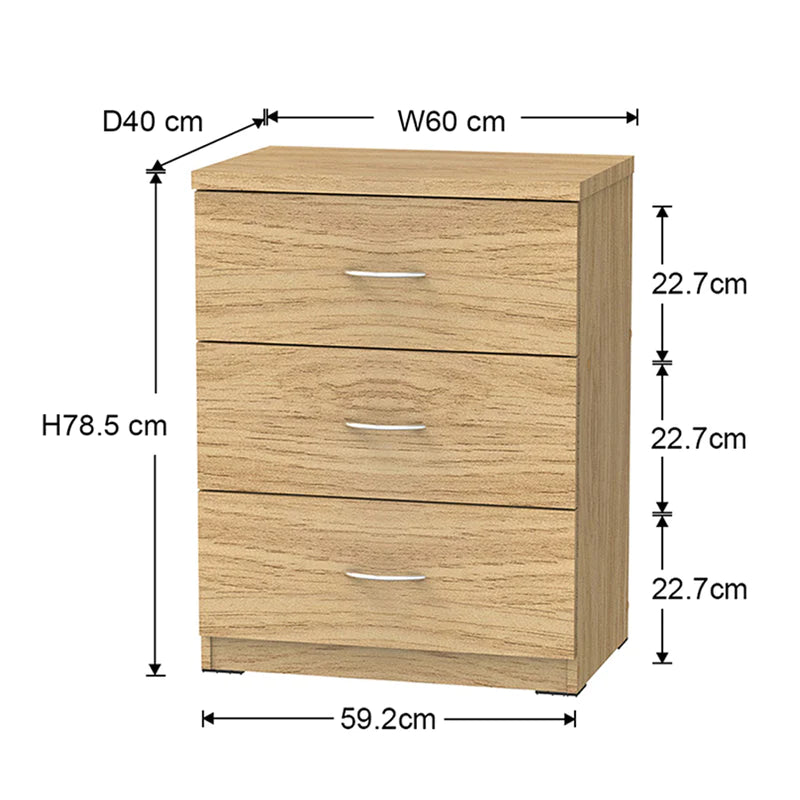 Selene Chest of 3 Drawer (Oak)