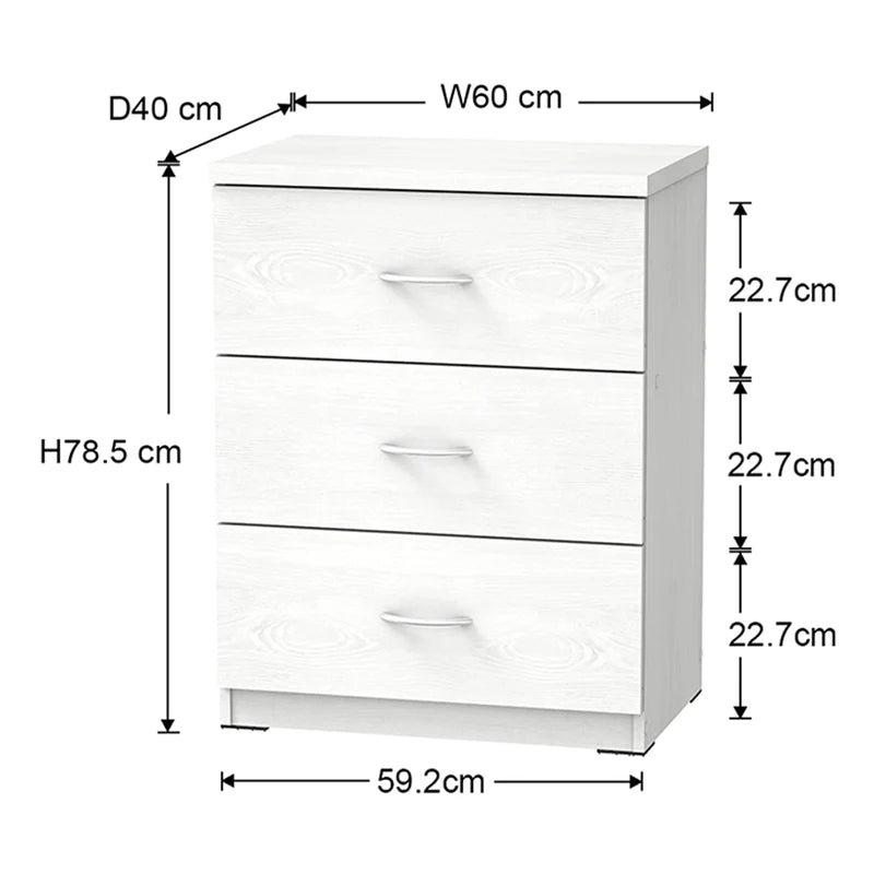 Selene Chest of 3 Drawer (White)