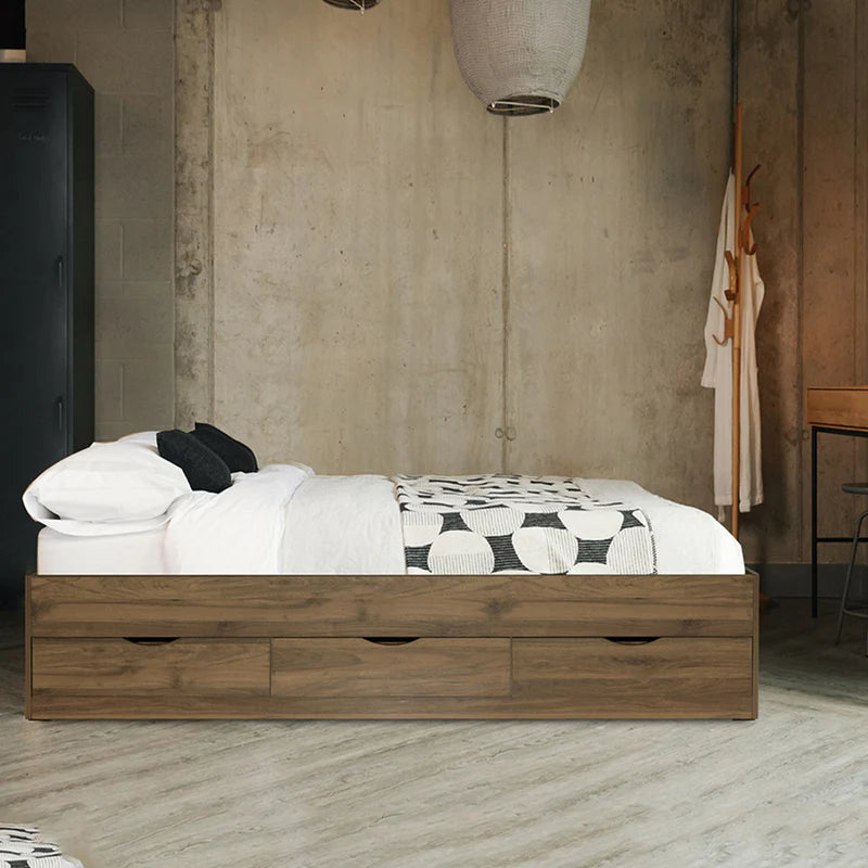 Siesta with 6-Drawers Bed Walnut (Semi-Double, 48"x75")