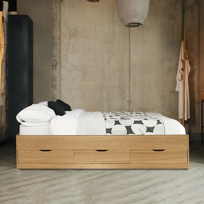 Siesta with 6-Drawers Bed Oak (Semi-Double, 48"x75")