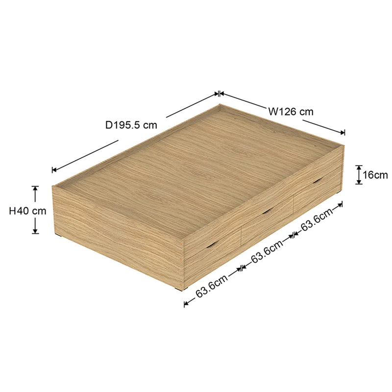 Siesta with 6-Drawers Bed Oak (Semi-Double, 48"x75")