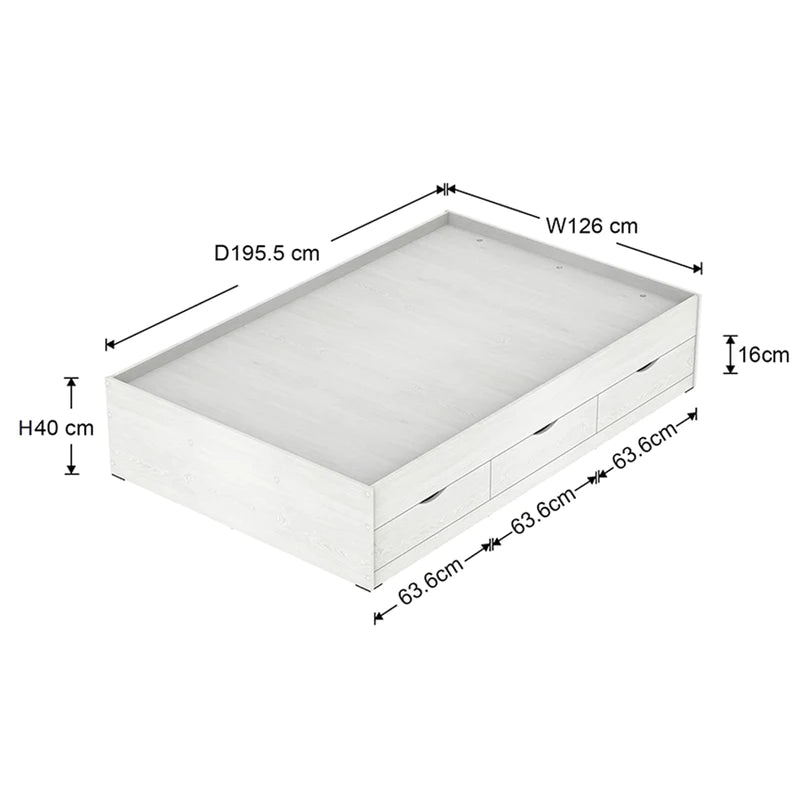 Siesta with 6-Drawers Bed White (Semi-Double, 48"x75")