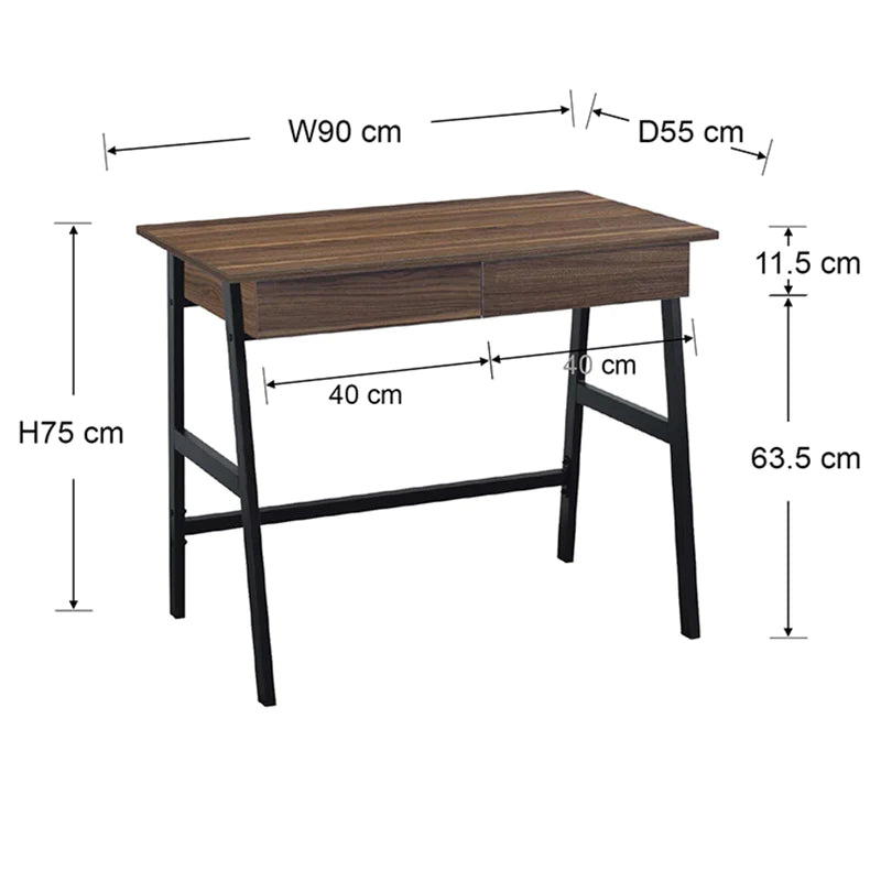 Arjun Office Desk 90cm (Black Walnut)