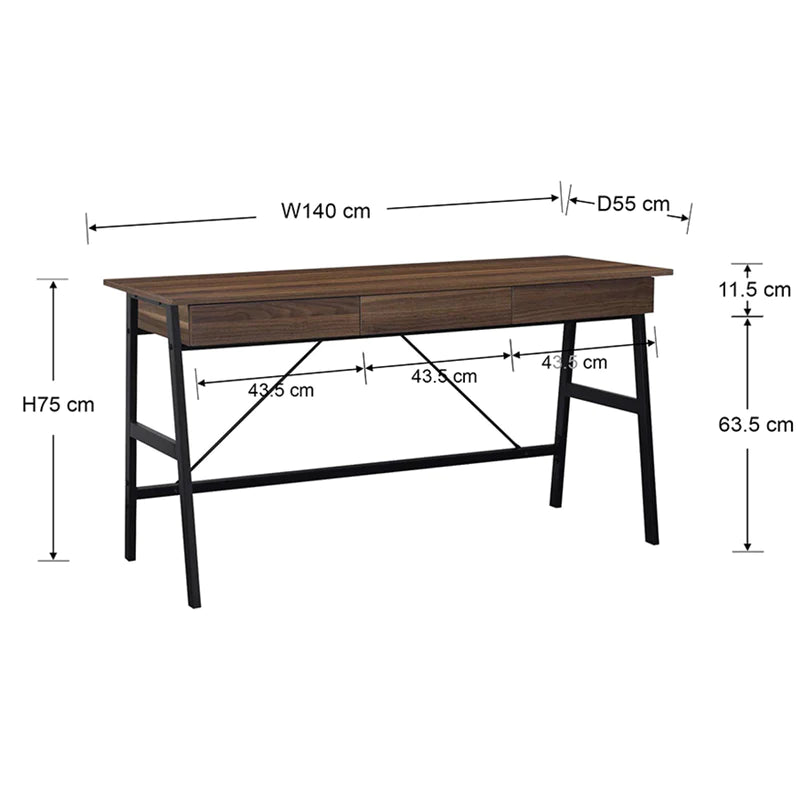 Arjun Office Desk 140cm (Black Walnut)