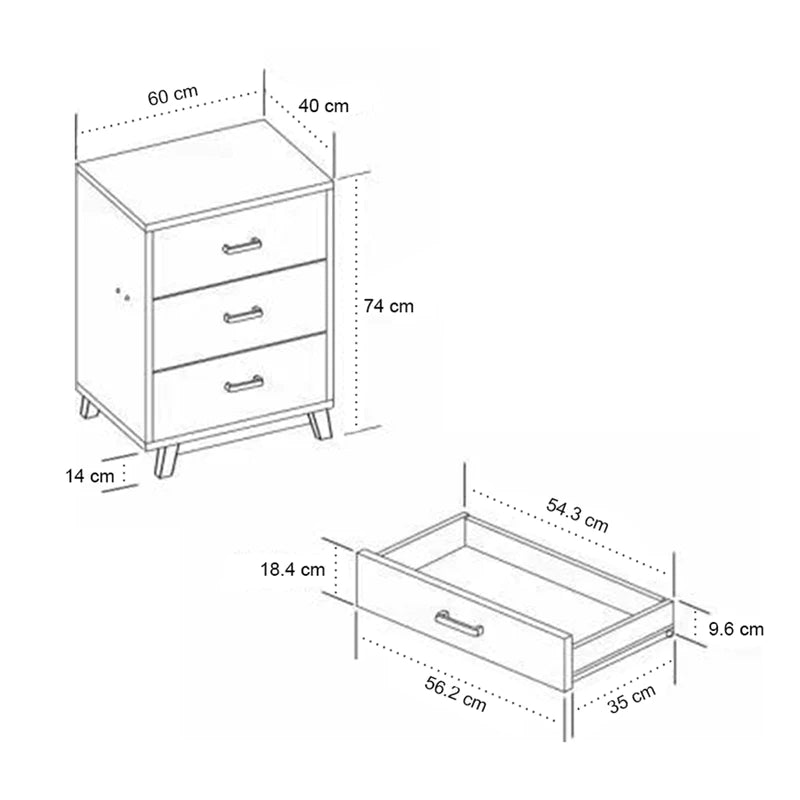 Aiden Chest of 3 Drawer (Oak)