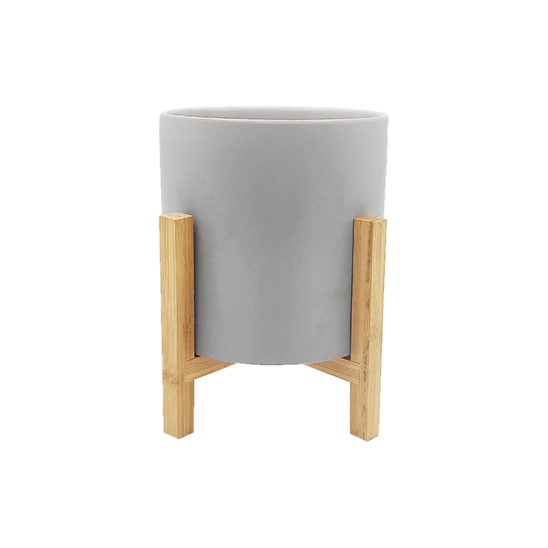 Ravine Ceramic Planter with Stand (Gray)