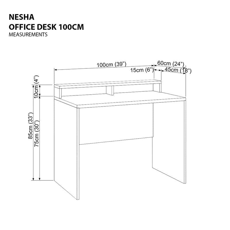 Nesha Office Desk 100cm (Light Walnut)