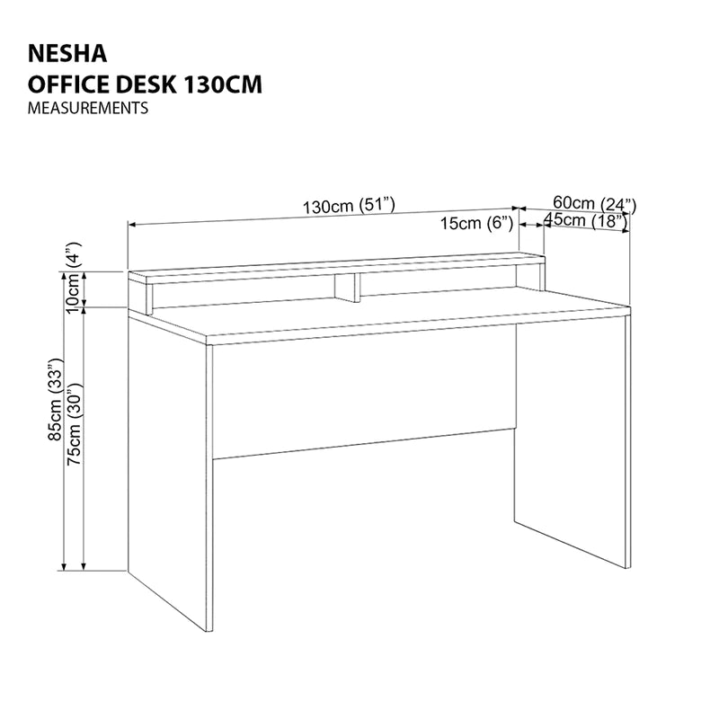 Nesha Office Desk 130cm (Light Walnut)