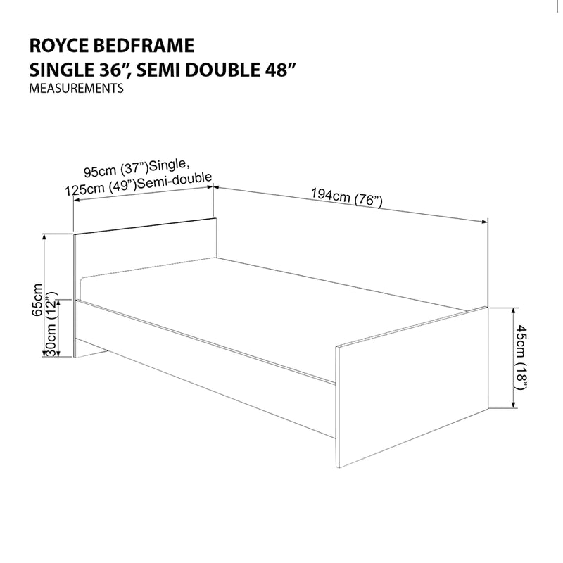 Royce Bed Light Walnut (Semi-Double, 48"x75")