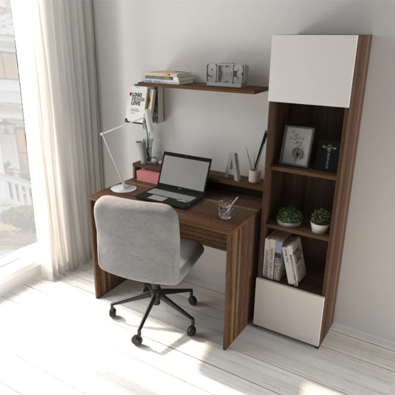 Nesha Office Desk 130cm (Light Walnut)