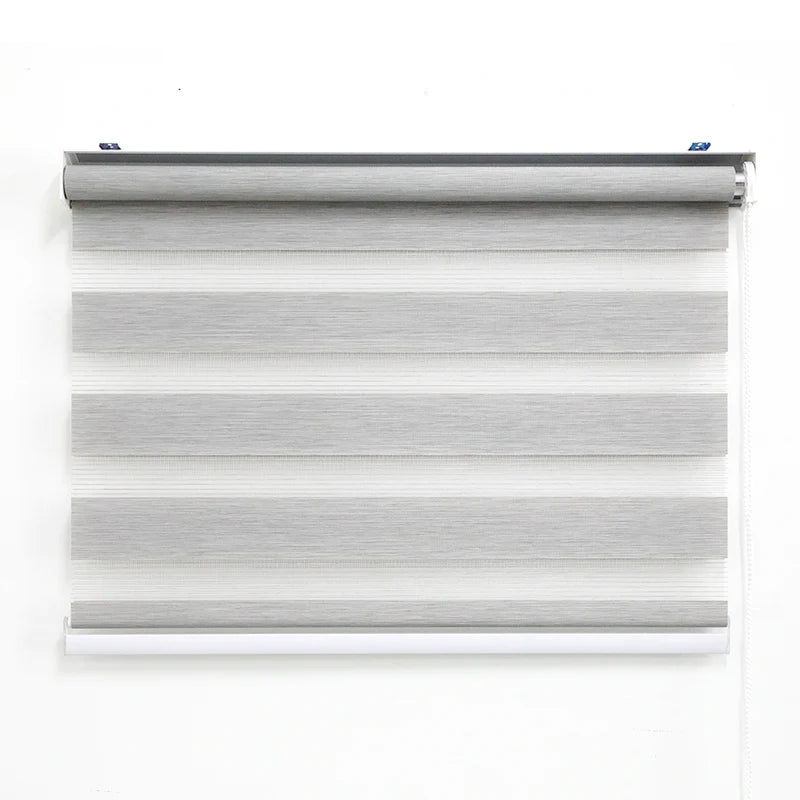 Grey Linen Zebra Semi-Blackout Blinds