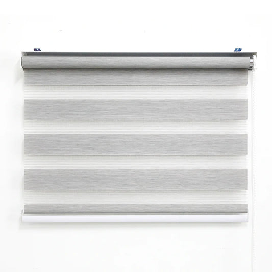 Grey Linen Zebra Semi-Blackout Blinds