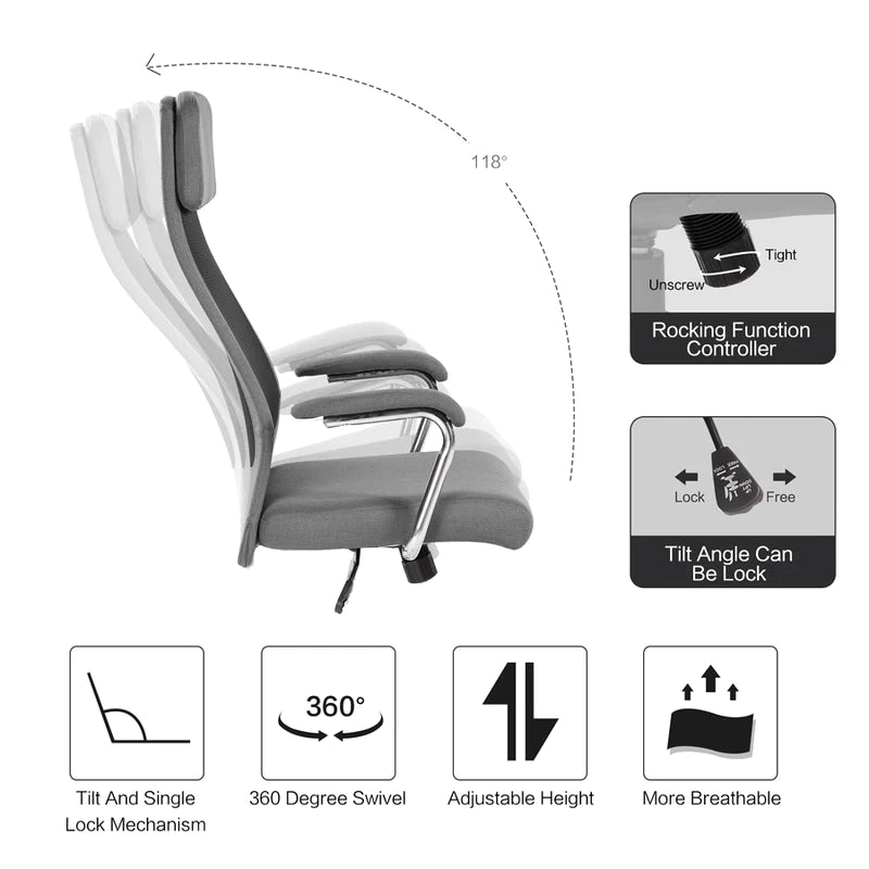 Clifford High Back Office Chair (Grey)